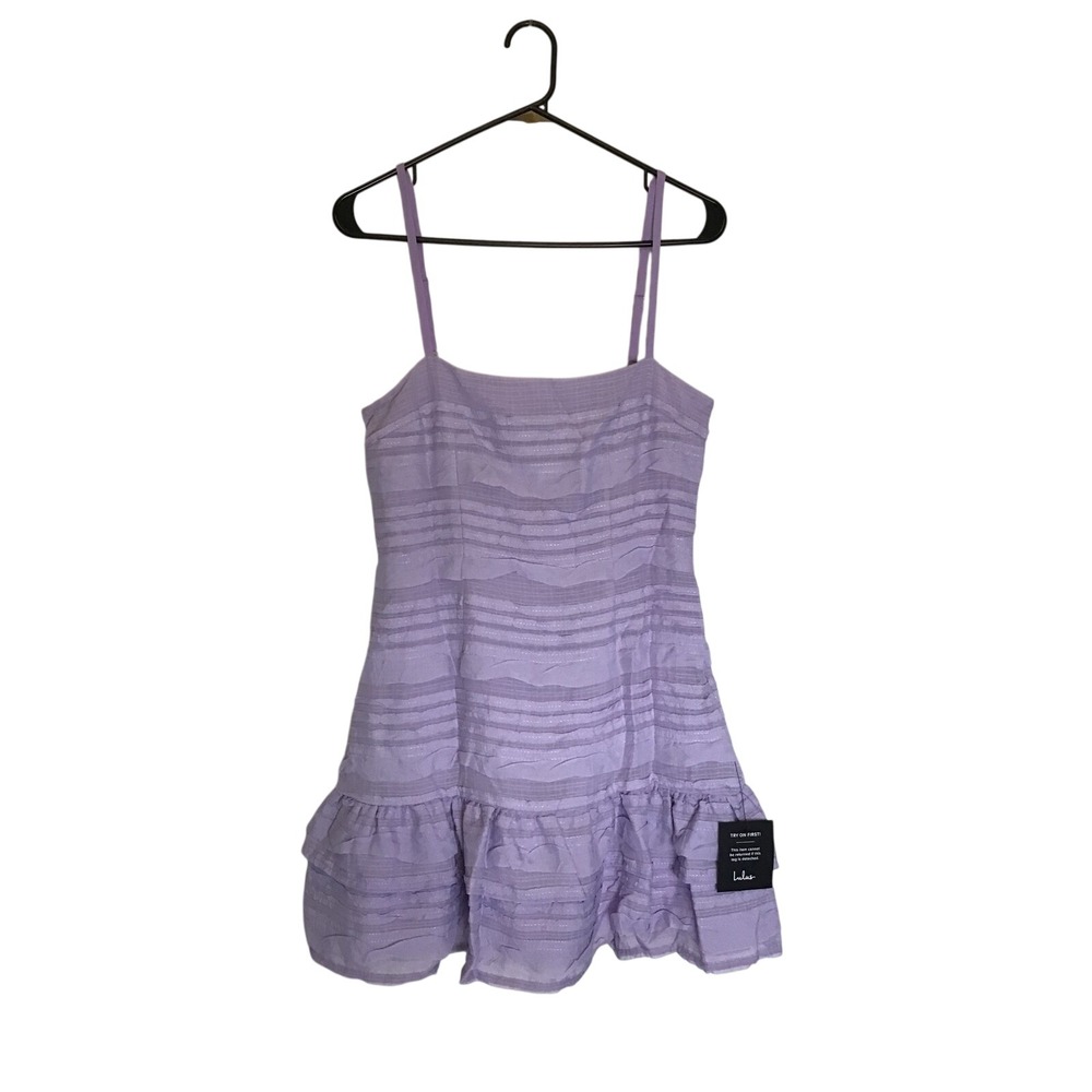 Lulus Women's Emele Lavender Textured Tiered Square Neck‎ Mini Dress NWT Size S - Picture 4 of 8